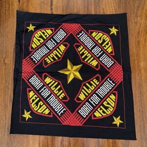 Willie Nelson Born For Trouble Bandana Black Red Yellow Western Country Music